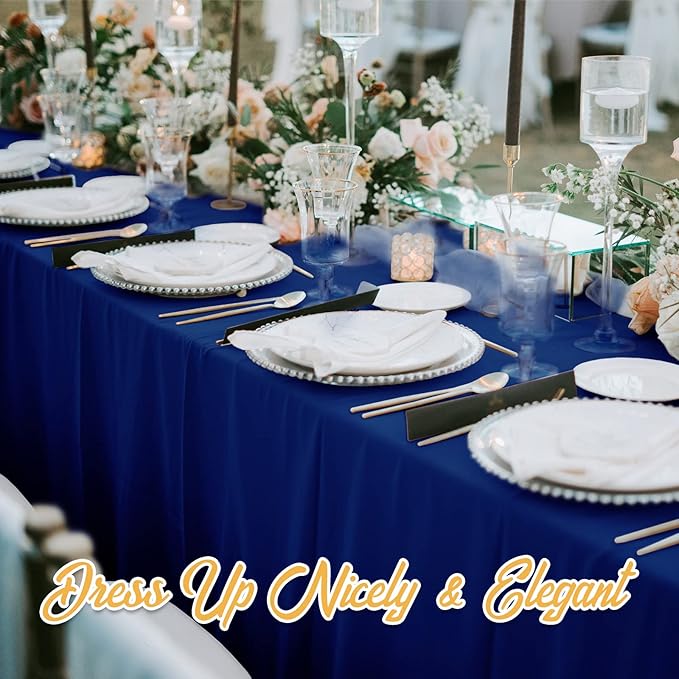 BRILLMAX 10 Pack Navy Blue Tablecloths for 8 Foot Rectangle Tables 60 x 126 Inch - 8ft Rectangular Bulk Linen Polyester Fabric Washable Cloth Cover for Wedding Reception Banquet Birthday Party