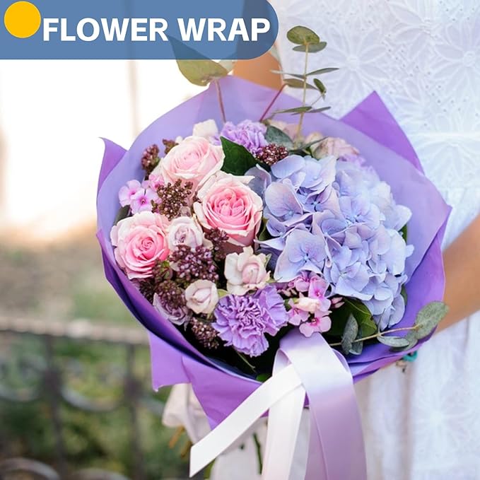 Purple Wrapping Paper, 15"x900" (75FT) Art Craft Construction Bulletin Board Decorative Paper Roll for Mother's Day Birthday Mardi Gras Anniversary Wedding Bouquet Flower Gift Wrap Floral Supplies