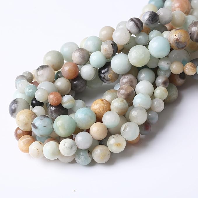 Fancy Stone Beads for Jewelry Making DIY Craft Gemstone Beads Kit (8mm, 45pcs) Smooth Healing Crystal Beads for Bracelets, Necklaces, Home Decor