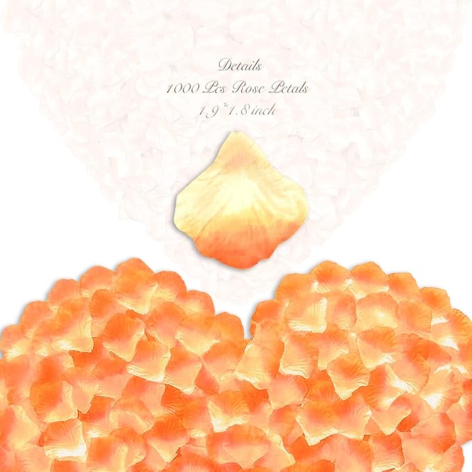 1000 Pieces Artificial Silk Rose Petals Flower Decoration Wedding Party (Yellow Gradient)