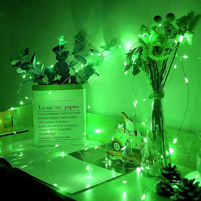 50 Pack Green Fairy Lights 7Ft 20 LED Twinkle String Lights 3 Modes Battery Operated Waterproof Firefly Starry for Mason Jar Party Wedding Christmas Valentines Day Table Centerpieces
