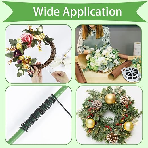 Tenn Well 22 Gauge Floral Wire, 328 Feet Soft Christmas Wreath Wire with Built-in Cutter for Flower Arrangements, Christmas Ornaments, Wreath Making, Garlands and Crafts (Black)