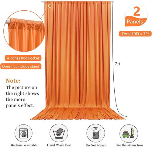 10 x 7 Feet Orange A Backdrop Curtain for Partie, Background Curtains for Photoshoot, Birthday, Wedding, Halloween, Thanksgiving, Christmas, New Year Party Decorations 5Ft x 7Ft, 2 Panels