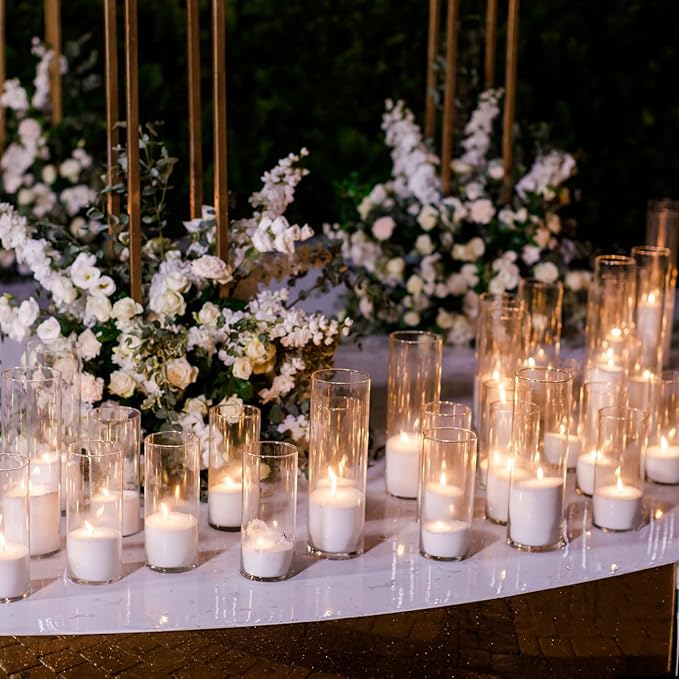 Thin Glass Cylinder Vases 2.5''/3.3'' Diameter 2mm Wall Thickness Clear Flowers Vase Hurricane Floating Candles Holders for Table Centerpieces Wedding Decor(2.5'' X 5'',6'',8'',6 Pcs)