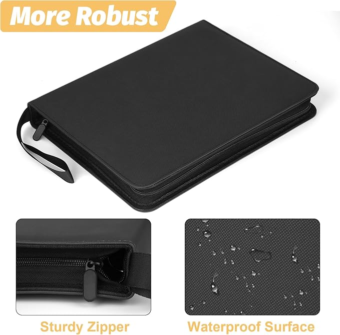 Trading Card Binder, Premium 9 Pocket Card Binder, 720 Double Sided Pocket PU Collection Binder, Collector Album, Card Holder for MTG, TCG, Sports Cards (Diamond Black)