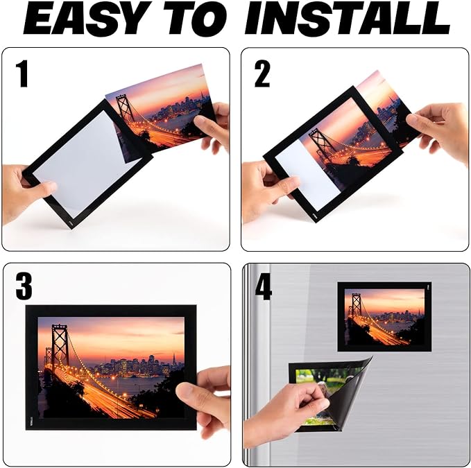 Magnetic Picture Frames with Black Border(5"X7",10 Pack),Magnet Photo Pockets/Holder, Decorations for Home/Office/School/Classroom/Party/Lockers/Fridge