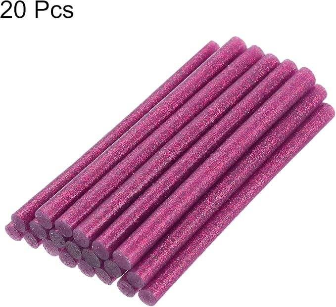 uxcell 20pcs Hot Glue Sticks for Glue Gun 11mm/0.43-inch x 8-inch Mini Hot Melt Adhesive Glue Stick Glitter Rose Red