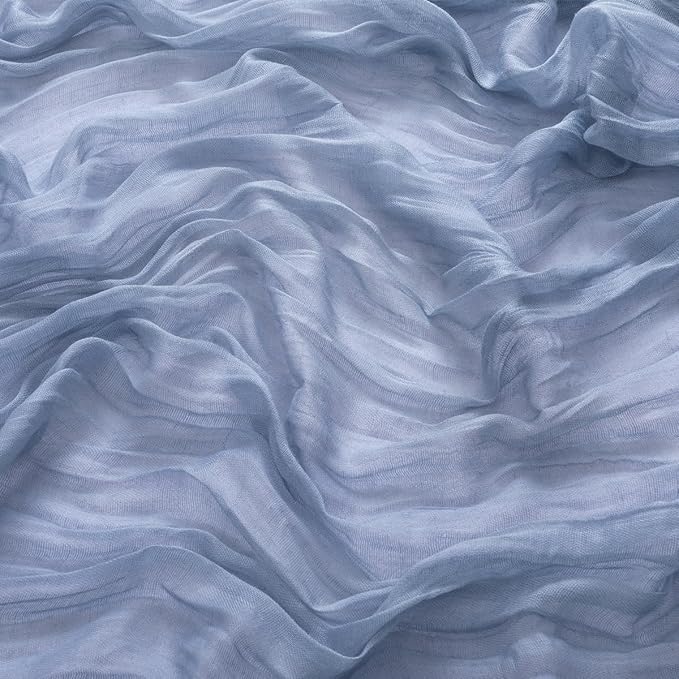 MLMW Dusty Blue Table Runner Cheesecloth Gender Reveal Boho Gauze Rustic Cheese Cloth Table Runner 160 inch Sheer 13.3ft for Wedding Party Baby Bridal Shower Birthday