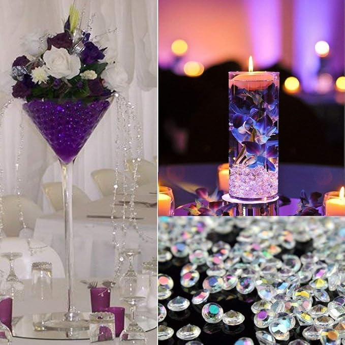 1000pcs/ Pack Wedding Table Acrylic Diamond Scatter Crystals Confetti Acrylic Gems Vase Fillers Rhinestones for Wedding, Bridal Shower, Vase Beads Decorations (10mm, Light Blue)