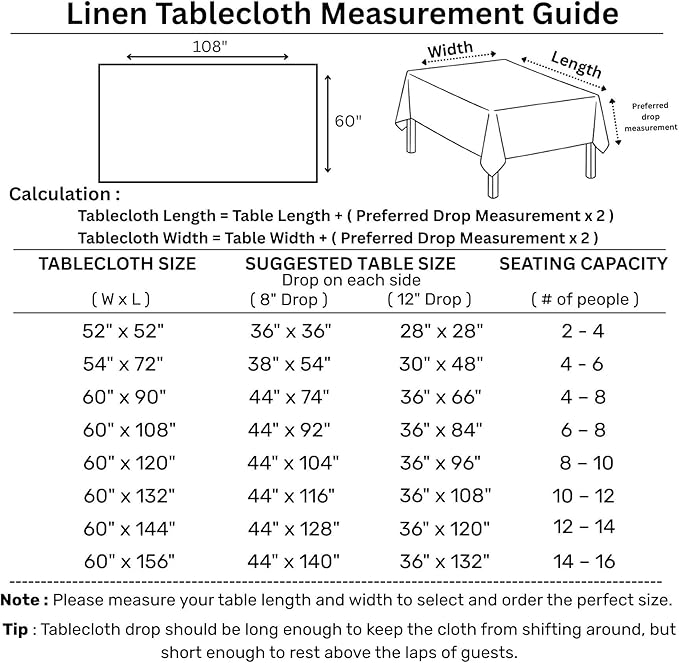 Solino Home Linen Tablecloth 60 x 108 Inch - Classic Hemstitch 100% Pure Linen Steel Gray Table Cloth for Rectangle Tables - Machine Washable Tablecloth for Fall, Autumn
