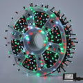 YEGUO 165ft 500 LED Christmas Lights Outdoor Waterproof, 8 Modes Red White and Green String Lights Plug in, Green Wire Twinkle Tree Lights Indoor with Timer Memory