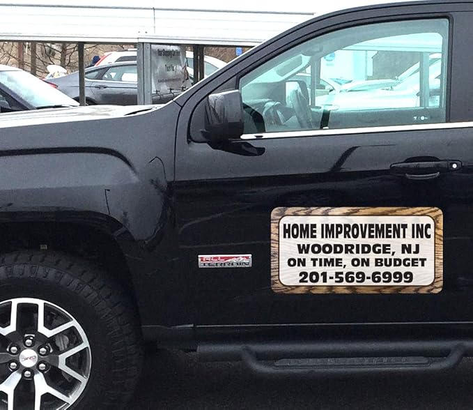 Car Magnet Signs Custom - 24"x12" (Set of 2), 30-mil Thickness with Rounded Corners (Wood)