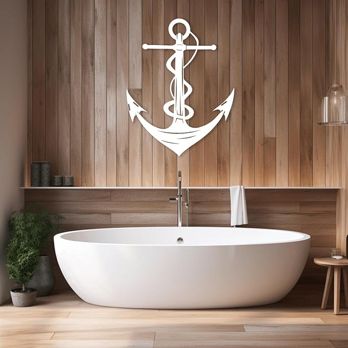 XXQ Anchor Metal Wall Decor, Anchor Metal Wall Art for Bedroom Living Room Dorm Antique Anchor Wall Decor Antique Metal Anchor Farmhouse Decor (Whhite, 24" x 35" / 60 x 90cm)