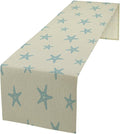 Sea Turtle Table Runner Marine Life Starfish Nautical Blue Green Ocean Theme Kitchen Table Decorations for Indoor Outdoor Home Party Decorations 13 * 108 Inch