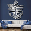lunwall Metal Anchor Wall Decor, Anchor Metal Sign, Metal Anchor Decor, Anchor Metal Wall Art, Metal Nautical Wall Decor, Metal Wall Decor Coastal, Anchor Wall Decor (silver, 28L x 25W / 70 x 63 cm)