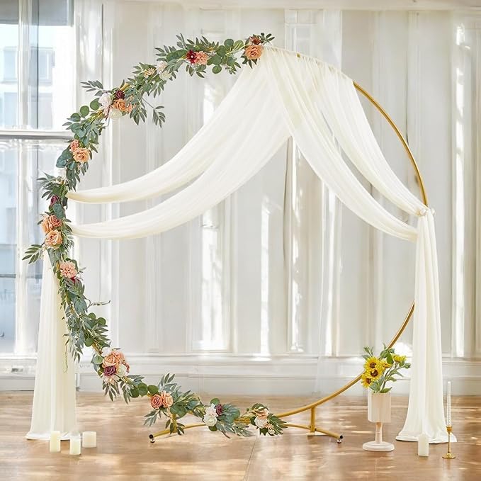 MDS Halloween Chiffon Draping Fabric - 2 Panel, 30" Wide x 50ft Long - Sheer Spooky Arbor & Canopy Drapery for Haunted House Backdrops, Party Ceilings, DIY Costumes & Themed Events - Ivory
