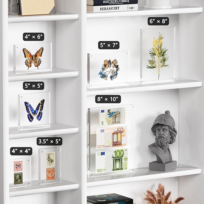 4x6 Acrylic Picture Frame 3 Pack, Clear Freestanding Double Sided Frameless Magnetic Photo Frames, Desktop Display Decor Gift