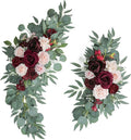 ponatia Wedding Arch Flowers (Pack of 2), Artificial Burgundy Wedding Flowers for Wedding Welcome Signs Decorations and Arch Flower for Wedding Ceremony Reception (Burgundy & Blush)