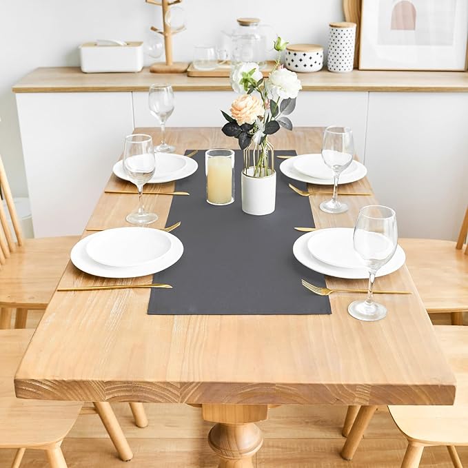 2 Pack Grey Small Short Table Runner 12 x 24 Inch Solid Color Runners Coffee Table Dresser for Daily Party Home Decoration