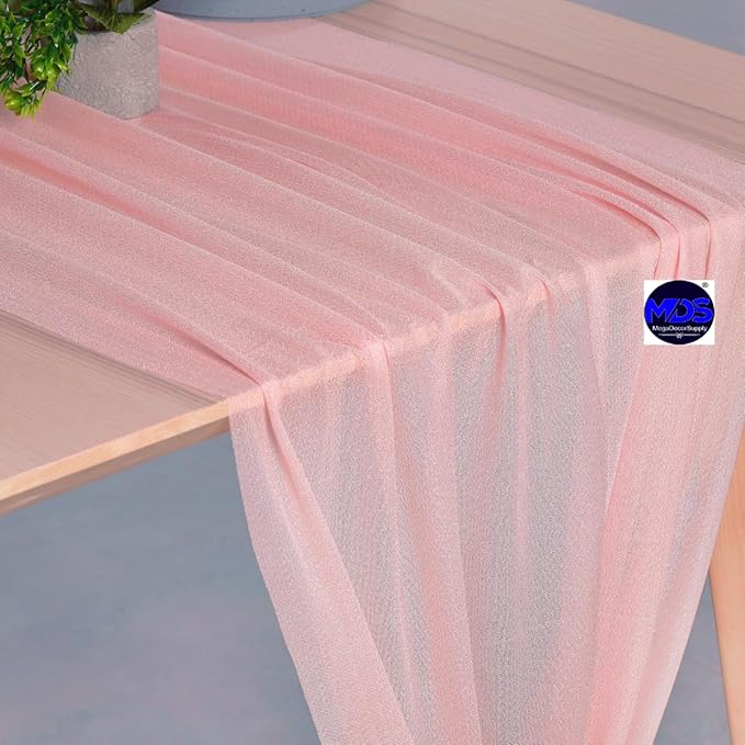 MDS Halloween Chiffon Table Runner - 10 Pack, 29 x 170 Inches, 14ft Each - Sheer Spooky Table Runners for Haunted House Parties, Trick-or-Treat Tables, Witchy Décor, Wedding & Events - Dusty Rose
