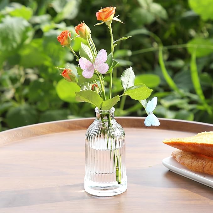 Glass Bud Vases in Bulk Set of 30 Pcs,Small Glass Vases for Flowers as Wedding Centerpieces for Tables,Clear Flower Vases Suitble for Wedding Decorations,Christmas Home Decor (Clear, 30 pcs)