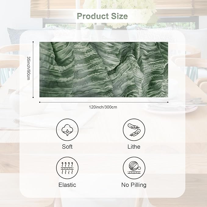 6 Pack Sage Green Cheesecloth Table Runner 35x120 Inch 10Ft Rustic Gauze Cheese Cloth Table Runner Sheer Cheesecloth Table Runners for Wedding Party Bridal Shower Decoration