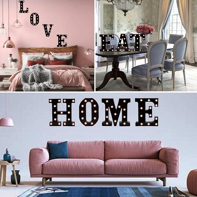 OYCBUZO Light Up Black Alphabet Marquee Letters Sign LED Marquee Number Lights Sign for Night Light Home Bar Christmas Lamp Birthday Party Wedding Decoration U