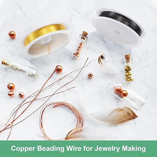 0.6 Mm/22 Gauge Copper Wire for Jewelry Making, 13.1FT Copper Beading Craft Wire for Jewelry/Weaving/DIY Crafting/Planting, Color-Retaining [4M, Rose Gold]