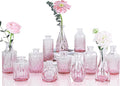 Pink Glass Bud Vases Set of 12, Mini Flower Vase for Centerpieces, Small Vases in Bulk for Wedding Decorations, Vintage Vase for Table, Home Décor