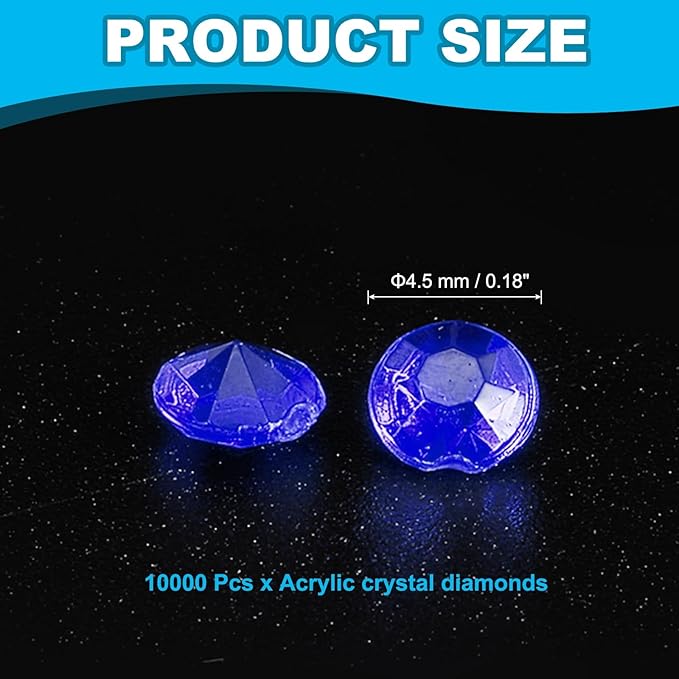 PATIKIL 10000 Pcs Wedding Table Scatter Confetti Crystals 4.5mm Acrylic Diamonds Vase Fillers Gems for Table Centerpiece Decorations Party Vase Beads, Dark Blue