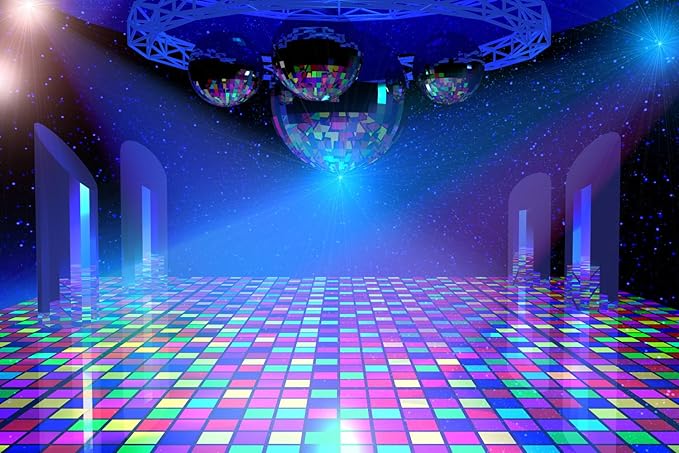 Disco Backdrop 10x8FT 70s 80s 90s Party Lights Stage Background Banner Decorations Photo Shoot Props