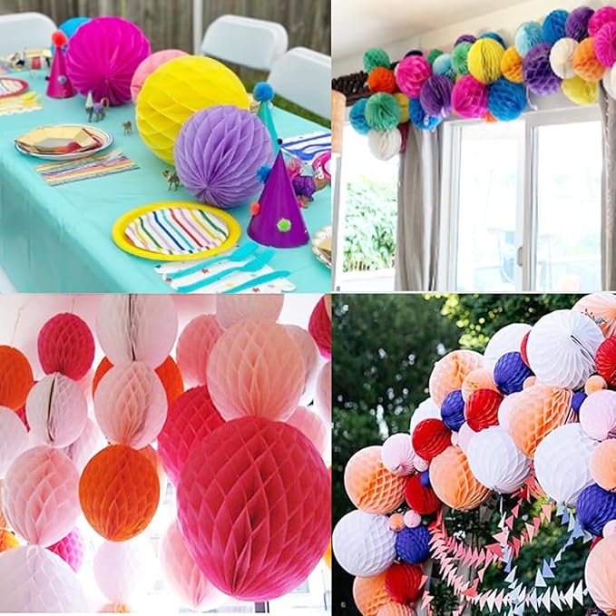 8pcs 8inch Royal Blue Honeycomb Balls - Decorative Tissue Pom Poms Flower Balls for Birthday Wedding Nursery Baby Shower Home Decor
