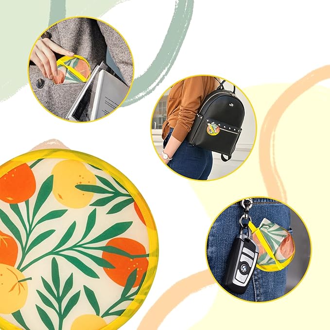 4 Styles Summer Round Foldable Hand Fan Japanese Foldable Fan Style Handheld Foldable Compact Cooling Fans,Round Folding Fan for Outdoor Games,Xmas Decoration,Festival,Party Favors,Travel,Events