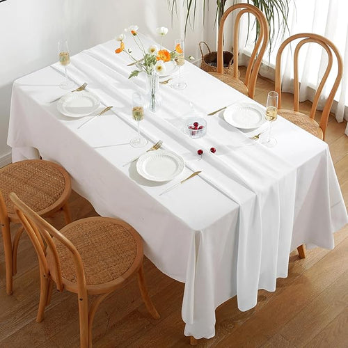 10 Pack 10 Ft Chiffon Table Runner White Gauze Long Table Runners 27x120 Inches Sheer Tulle Table Runner for Rustic Wedding Reception Bridal Shower Decorations Birthday Party
