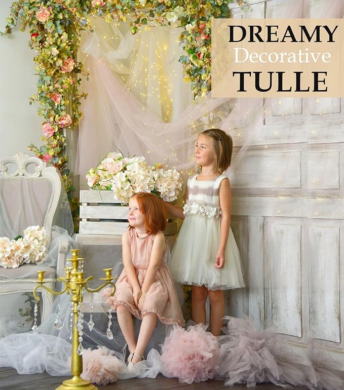 Light Pink Tulle Fabric Roll, 54" x 40 Yards (120FT) Tulle for Wedding Decoration DIY Tutu Party Valentine's Day Backdrop Baby Shower Table Skirts Gift Wrapping