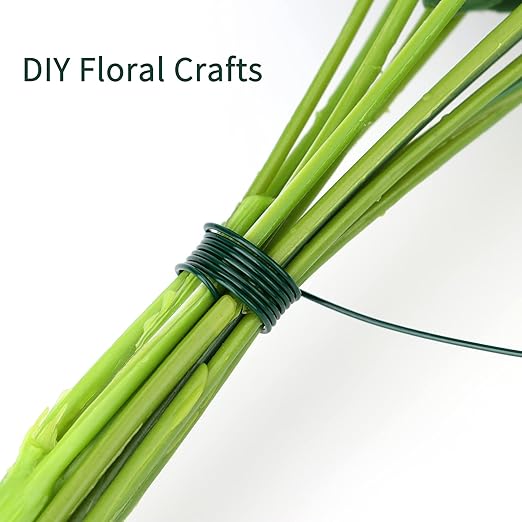 4 Rolls Green Floral Wire - 152 Yards, 22 Gauge, Flexible, for Flower Arrangement, Garland, Wreaths, Plant Crafts