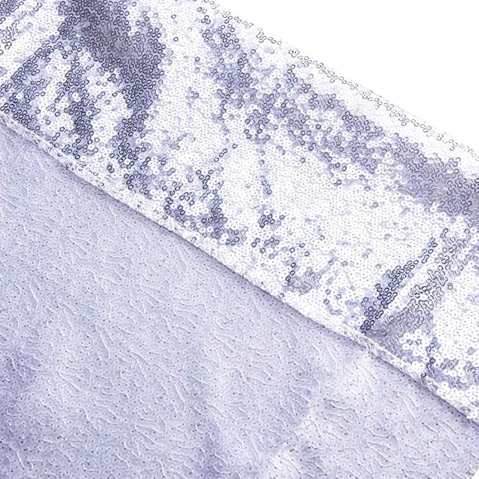 SquarePie Sequin Backdrop Curtain Not See Through Background for Wedding Party 7FT x 7FT Silver