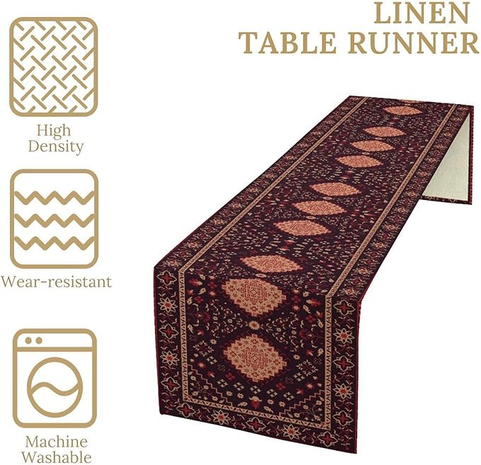 Vintage Boho Aztec Table Runner, Rustic Farmhouse Magical Kitchen Dining Home Party Table Decor 13x120in