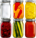 [6 Pack] 32 oz. Wide-Mouth Glass Mason Jars with Metal Airtight Lids and Bands 1 quart Large for Canning, Preserving, & Meal Prep