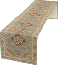 Vintage Boho Floral Table Runner, Rustic Country Farmhouse Grey Blue Orange Bohemia Flower Pattern for Home Kitchen Table Decor Dining Coffee Room Party Decor 13x72in