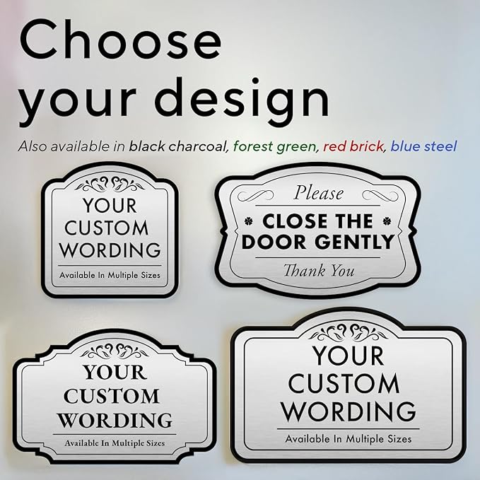 Personalized Outdoor Metal Sign - Customized Driveway Sign, Waterproof, Design 2Metalic Silver 18x18 In