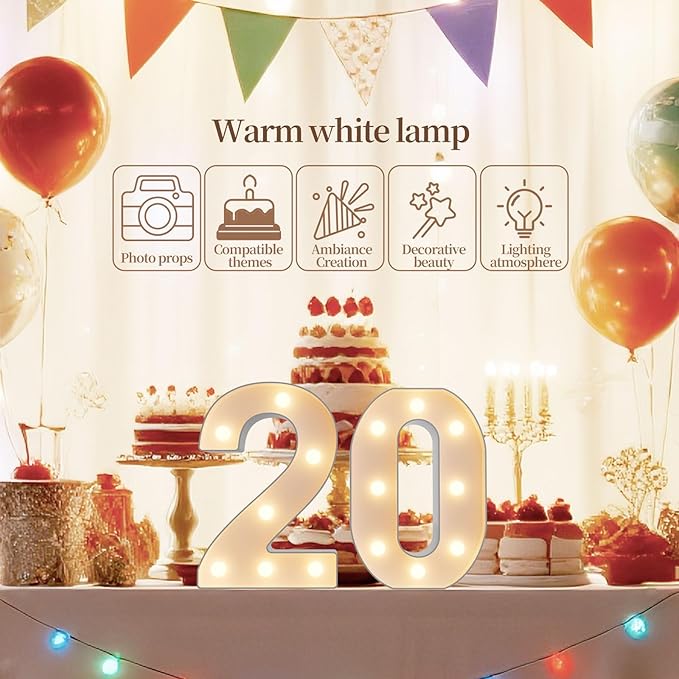 LED Marquee Light Up Numbers Sign - Lighted Birthday Numbers Sign for Birthday Party Decoration, Bar Wall, Home, Table Room, Wedding and Christmas Decorations, Number 1