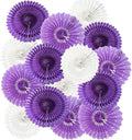 15pcs 6'' 8'' 10'' Paper Fans Decorations Round Purple Tissue Paper Fans Decor Hanging Paper Fans Set Party Paper Honeycomb Fans Decorations for Party Birthday Wedding Events