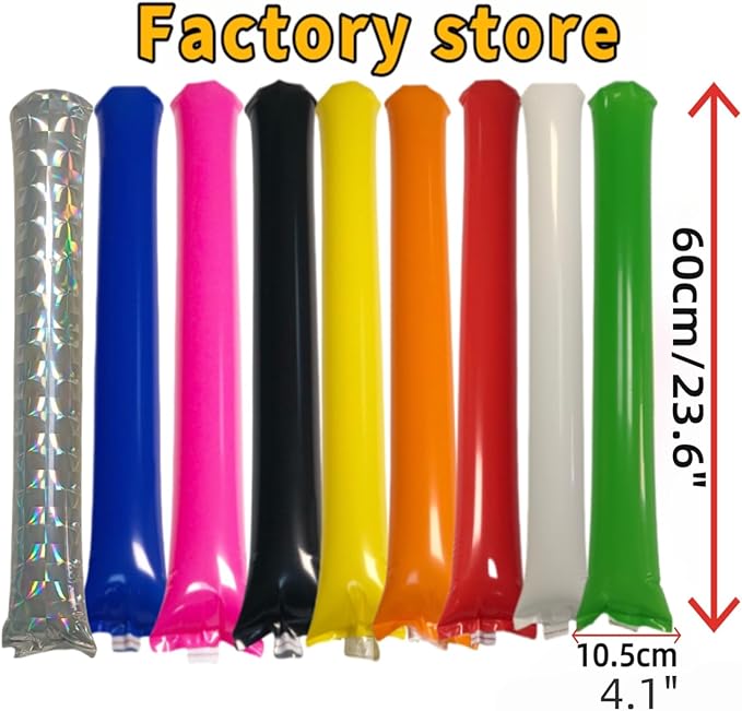 40pcs Round headTeam Spirit Boom Sticks Thunder Sticks Cheering Sticks Team Spirit Plastic Cheerleading Spirit Stick Clapper Inflatable Noise Maker Sports Supply (Blue)