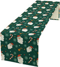 Christmas Table Runner,Seasonal Winter Xmas Holiday Green Table Cloth Kitchen Dining Table Decoration for Home Party Decor 13x36 Inch