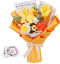 Crochet Flowers Cute Bouquet, Handmade Crochet Flowers Knitted Bouquet, Tulips Flower and Calla Lily for Birthday, Teacher’s Day, Graduation, Valentines (Yellow)