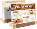 Acrylic Sign Holder 5"x7" Tabletop Display Clear Sign Board with Wood-Color Base, Horizontal for Store/Coffee Shop/Restaurant Menu Hotel/Office Display Holder, 2 Pack