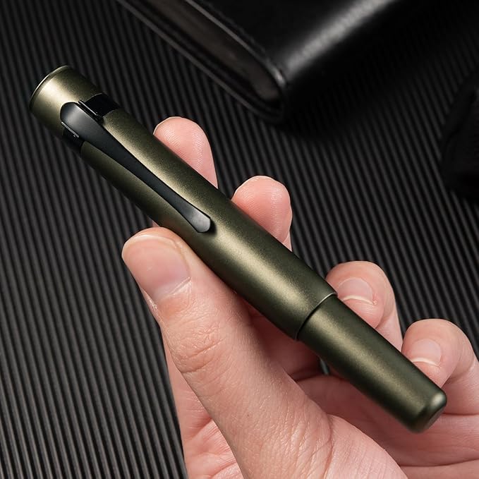 Hongdian M2 Black Forest Mini Rollerball Pen, Fine Point 0.5mm, Sleek Aluminium Pocket Pen with Black Ink Refill, Ideal for Travel & Signature (Army Green)
