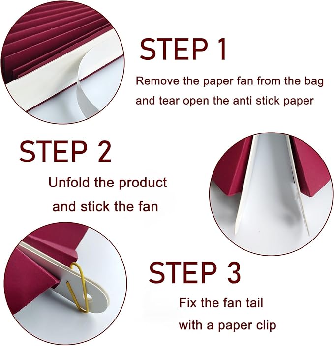 Red Party Decorations,Paper Decorations for Party,Girls Party Decorations Party Paper Fans Bulk 12in,Anniversary Decorations for Party 30 Color DIY Set （Wine Red）