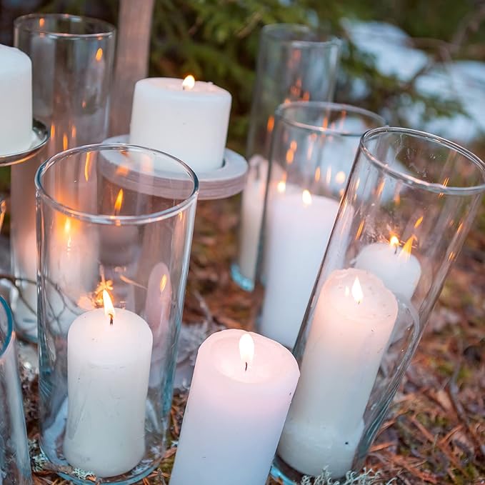 WDHODEC Cylinder Flower Vases 6PCS, Hurricane Candle Holders Pillar Votives Floating Candles Holder, Clear Glass Vase for Wedding Party Decoration 10" 7.8" 6"